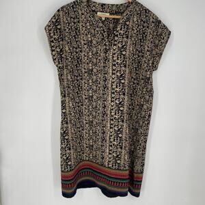Freeway Dress Woman’s‎ Large Shift Black Floral Print Made In The USA Bohemian
